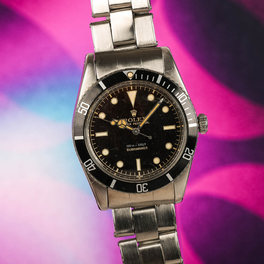 1958 Rolex Submariner Exclamation point, ref: 5508 small crown Tropical & Rolex Box