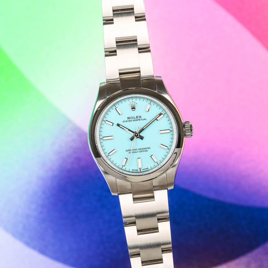 2023 Rolex Oyster Perpetual Tiffany dial ref 277200 : LIKE NEW and FULL SET