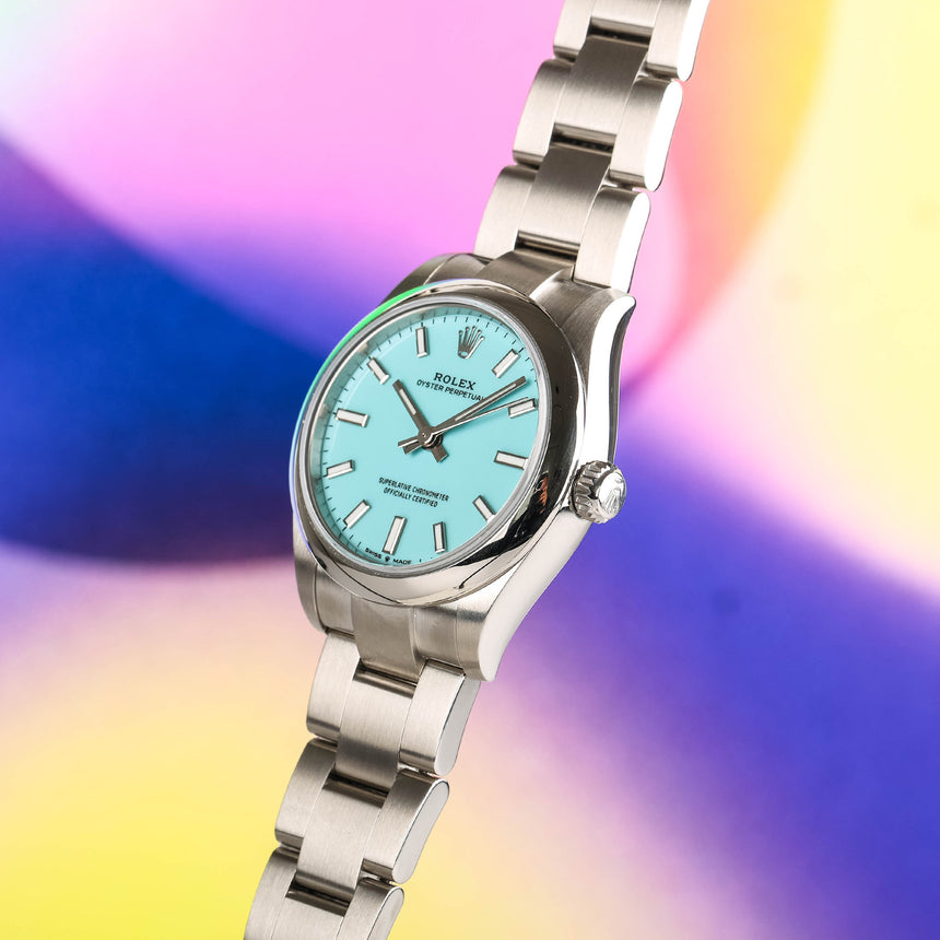 2023 Rolex Oyster Perpetual Tiffany dial ref 277200 : LIKE NEW and FULL SET