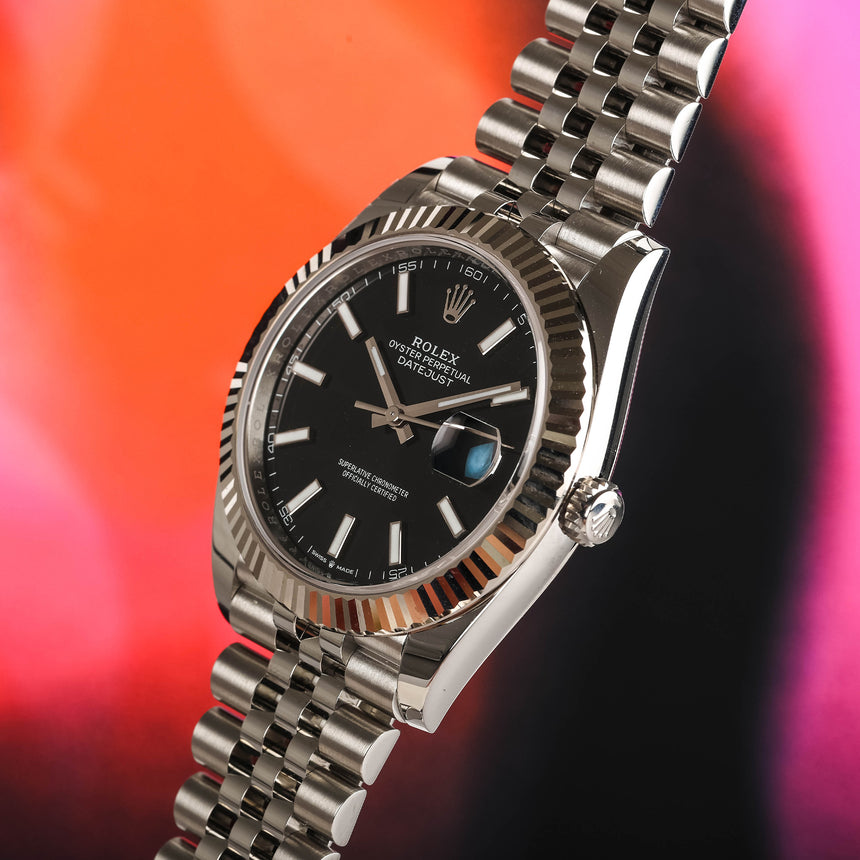 Rolex 2023 Date Just Black dial Ref : 126334 Full Set Like New, Stickers