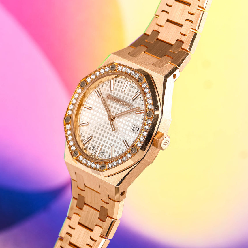 2022 Audemars Piguet Rose Gold Royal Oak Ref: 77451OR.ZZ.1361OR.01 Full Set Like New 50th Anniversary !