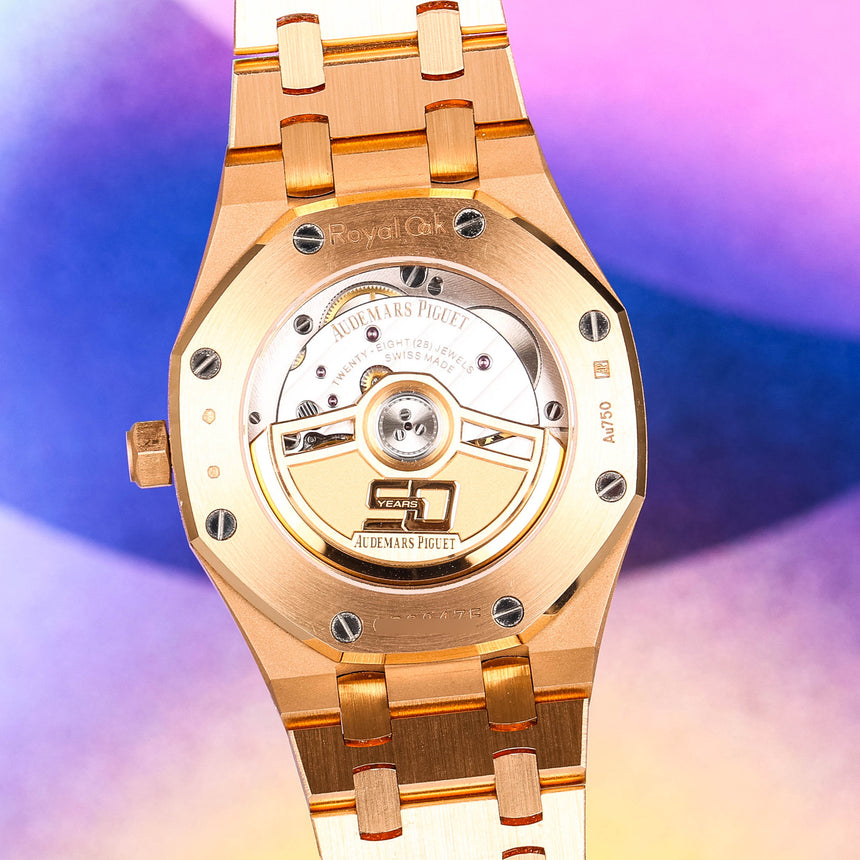 2022 Audemars Piguet Rose Gold Royal Oak Ref: 77451OR.ZZ.1361OR.01 Full Set Like New 50th Anniversary !