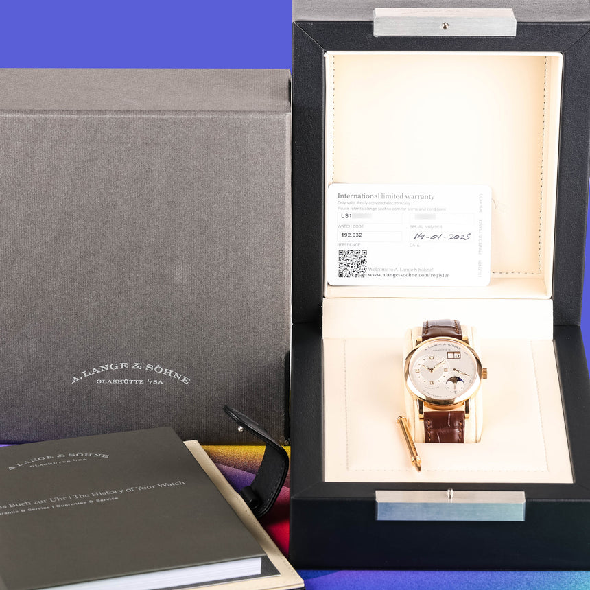 2025 L&S Lange 1 Moonphase Rose Gold Ref: 192.032 Full Set Super nice