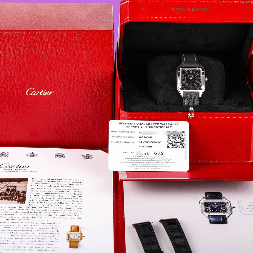 2025 Cartier Santos Dumont "La Baladeuse Champs Elysées 1903" in Platinum Ref: WGSA0099 Full Set NEW ! 100 pieces
