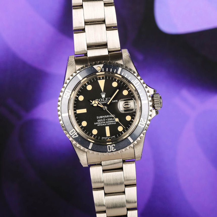 1977 Rolex Submariner Date Ref: 1680 Stunning Patina & Blue Grey insert !