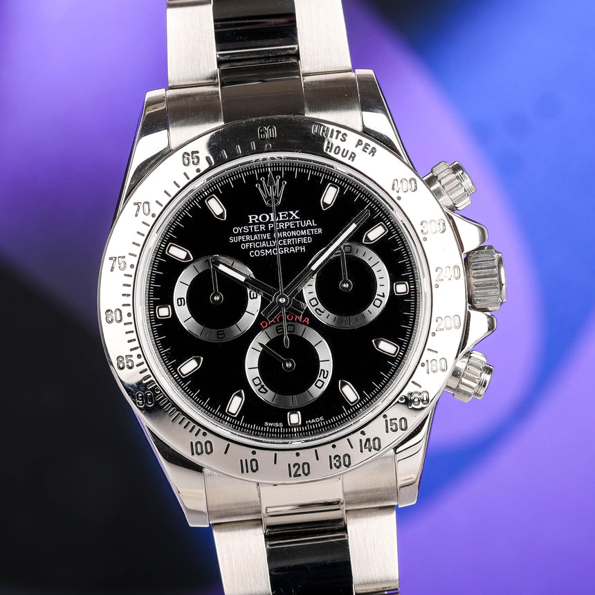 2016 Rolex Daytona Black Dial ref: 116520 FULL SET & 2019 Rolex Service, Like New