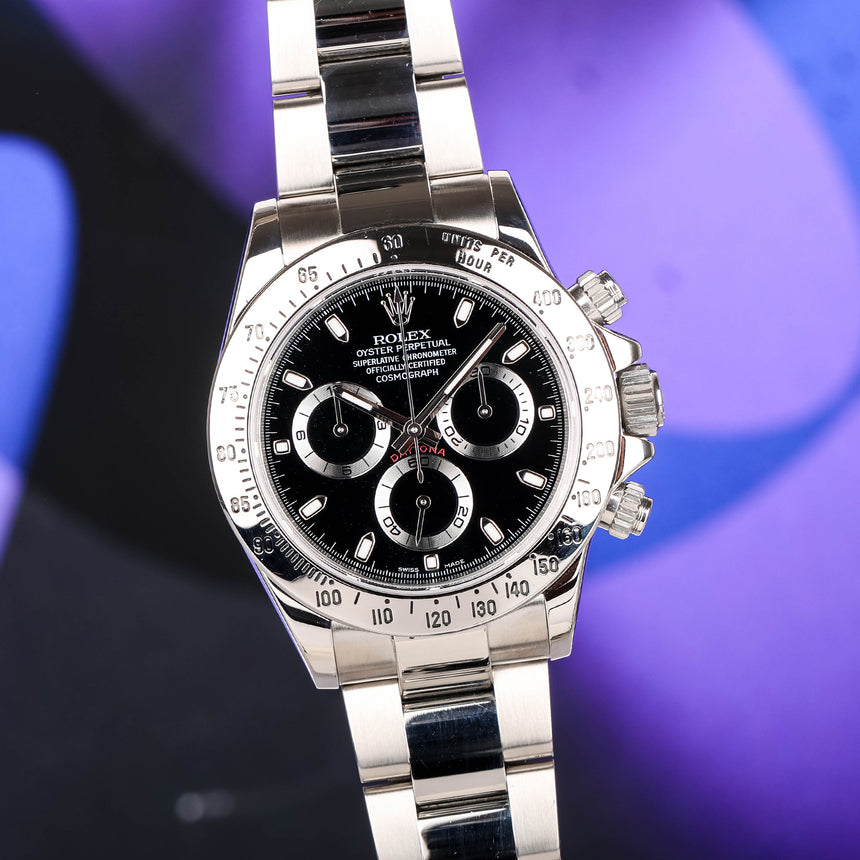 2016 Rolex Daytona Black Dial ref: 116520 FULL SET & 2019 Rolex Service, Like New