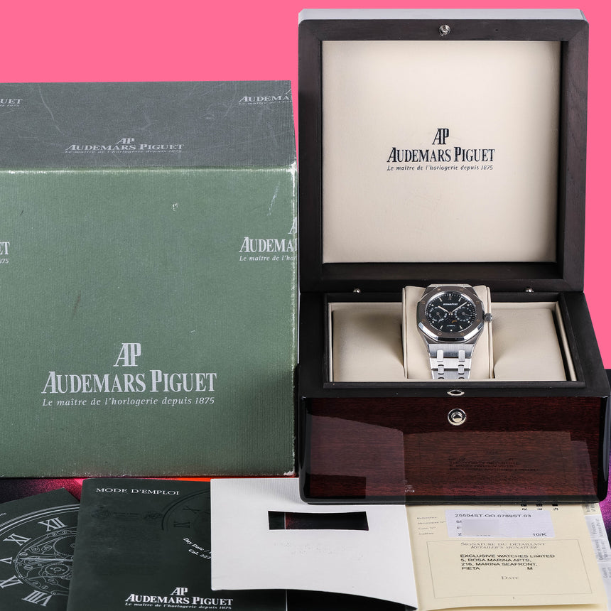 2004 AP Royal Oak calendar Blue Dial ref: 25594st FULL SET & Super Qual !