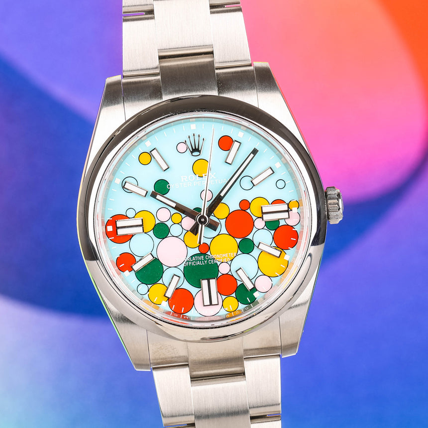 2024 Rolex Oyster perpetual 41mm ref: 124300, Celebration dial NEW STICKERS Full Set