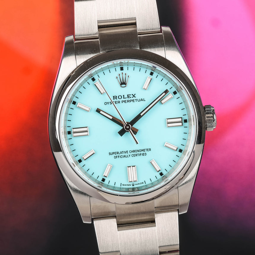 2026 Rolex Oyster perpetual turquoise "Tiffany" dial Ref: 126000  NEW, UNWORN Full Set