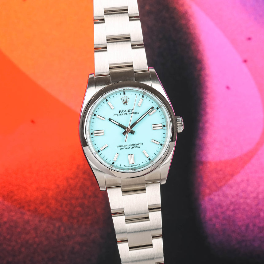 2026 Rolex Oyster perpetual turquoise "Tiffany" dial Ref: 126000  NEW, UNWORN Full Set