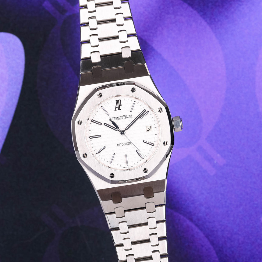 2006 Audemars Piguet Royal oak, White dial ref: 15300 Box & Papers Superb !