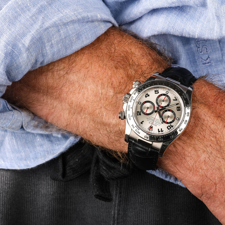 2015 Rolex Daytona in white gold, reference 116519, opalin racing dial, full set