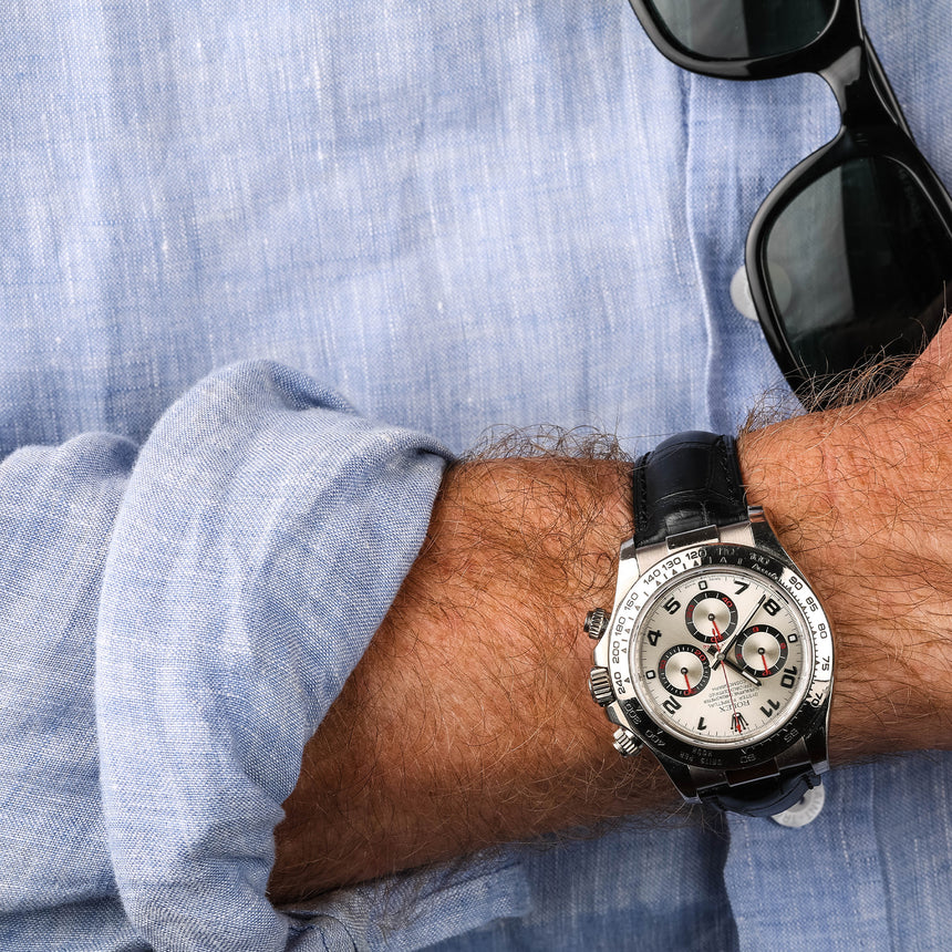 2015 Rolex Daytona in white gold, reference 116519, opalin racing dial, full set
