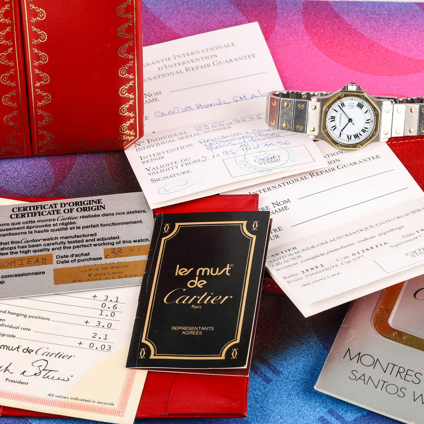 1990 (circa) Cartier Octogonal Santos reference 2966: Gorgeous full set, from the very first owner