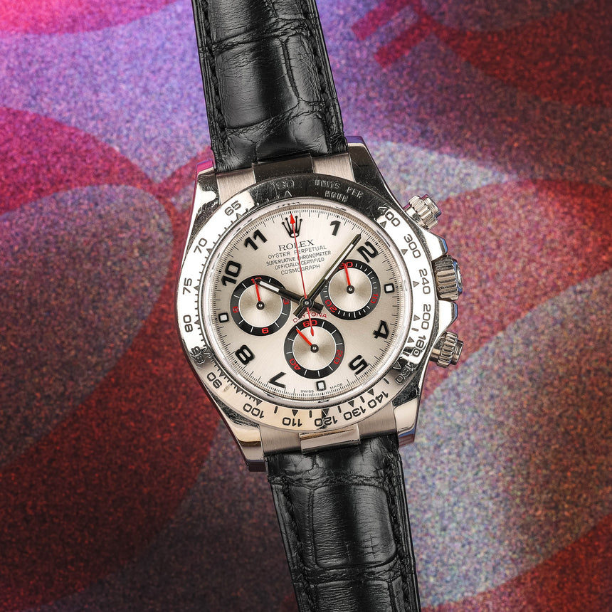 2015 Rolex Daytona in white gold, reference 116519, opalin racing dial, full set
