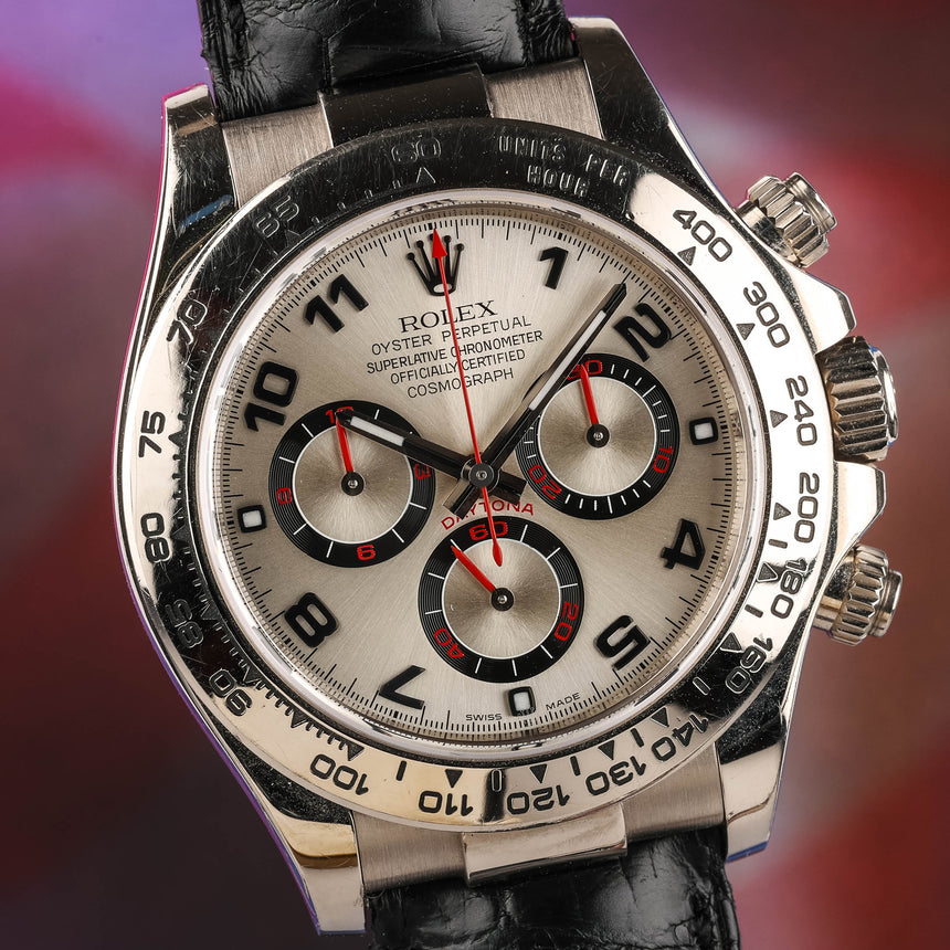 2015 Rolex Daytona in white gold, reference 116519, opalin racing dial, full set