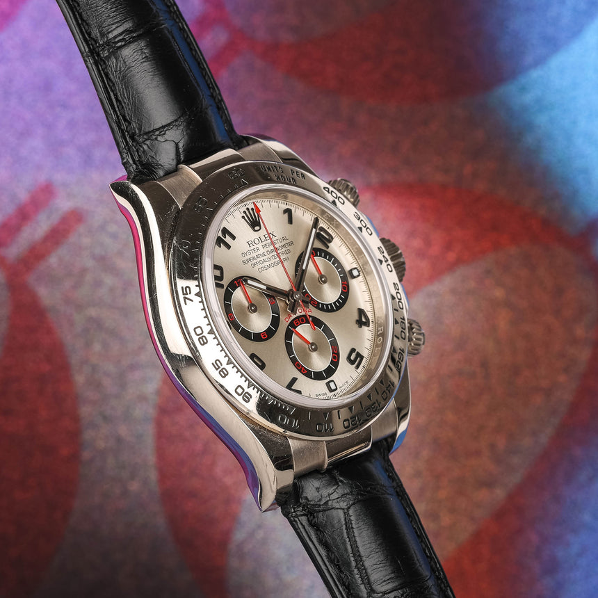 2015 Rolex Daytona in white gold, reference 116519, opalin racing dial, full set