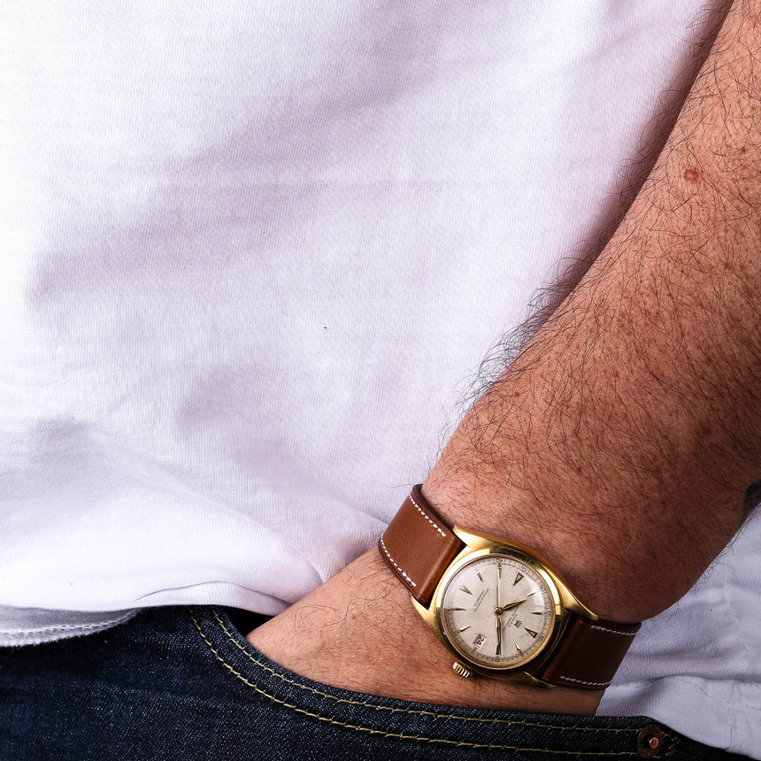 1940 Circa Rolex Bubbleback Ovettone in GOLD Ref: 5030 Crazy dial & original Bracelet