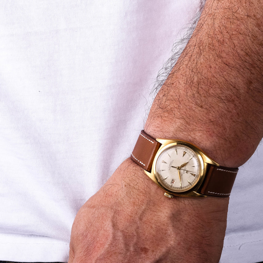 1940 Circa Rolex Bubbleback Ovettone in GOLD Ref: 5030 Crazy dial & original Bracelet