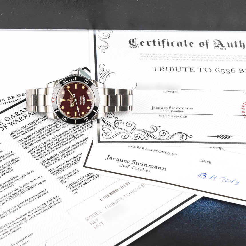 2019 Artisans de Geneve limited Submariner, tribute to 6536, brown dial: minty & full set