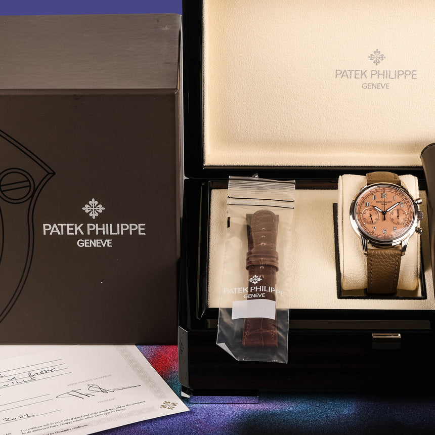 2022 Patek Philippe Complications Chronograph in White Gold Salmon Dial Ref: 5172G-010 Full set & Full Patek Service