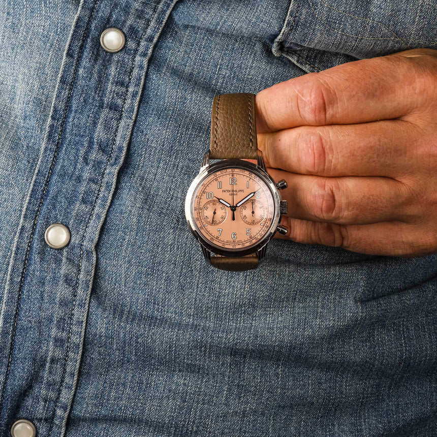 2022 Patek Philippe Complications Chronograph in White Gold Salmon Dial Ref: 5172G-010 Full set & Full Patek Service