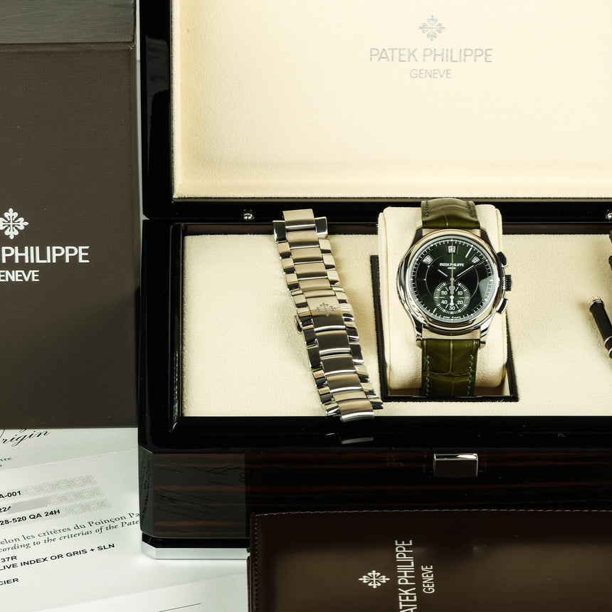 2021 Patek Philippe Annual Calendar Chronograph Green dial Ref: 5905-1A-001 Full Set & Full Patek Service