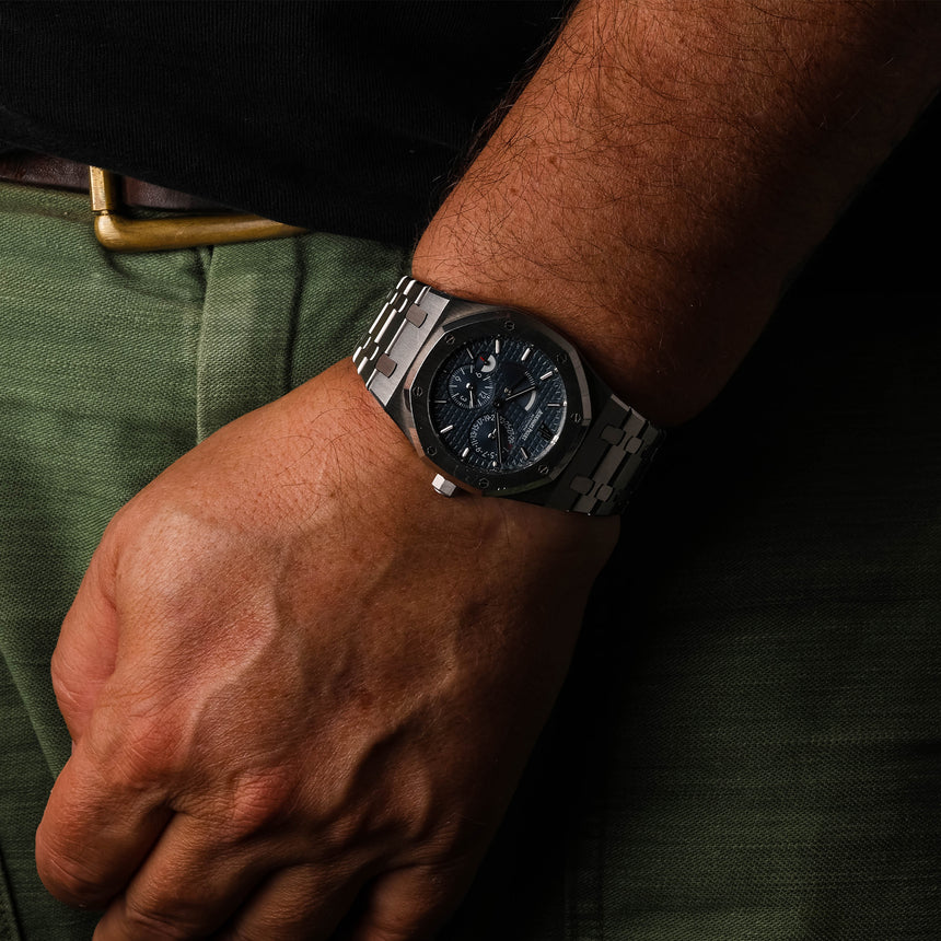 2009 Audemars Piguet Royal Oak Dual Time Blue dial ref: 26120st Boxes & Extract & AP Service !