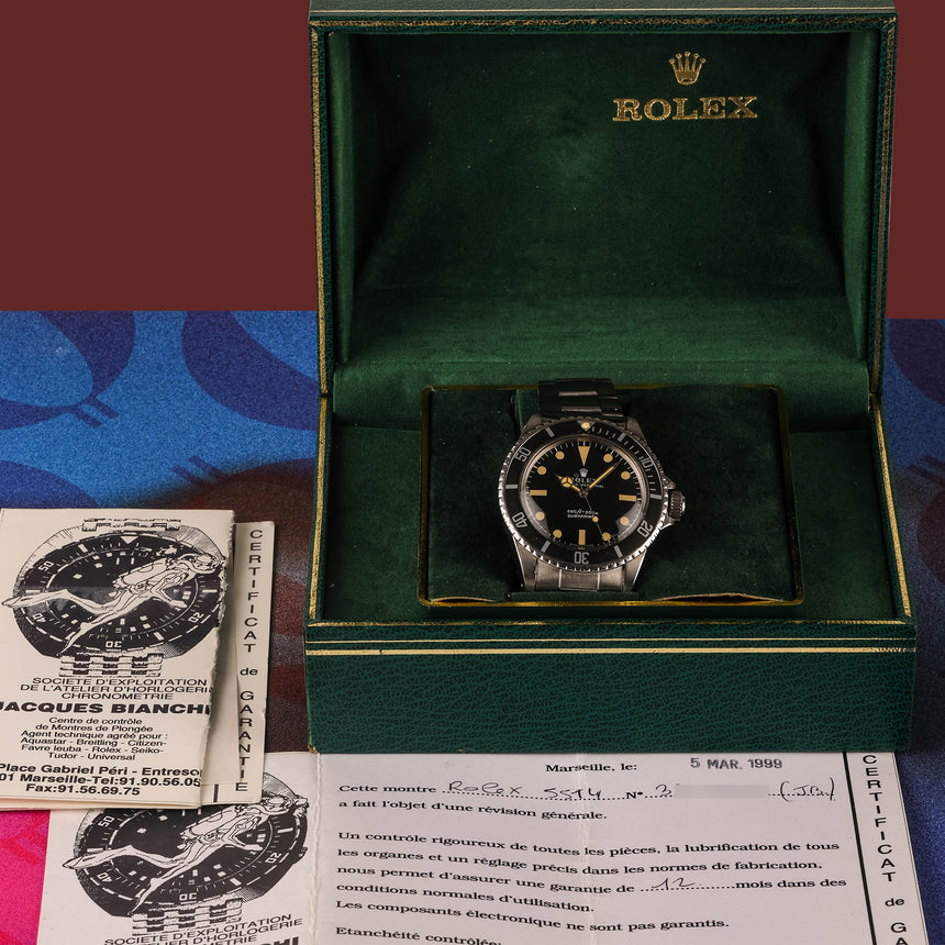 1974 (circa) Rolex submariner, Comex non logo first series, small number, extremely rare reference 5514, Bianchi papers (documents)!