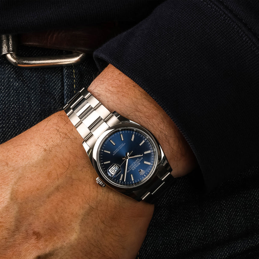 2026 Rolex Datejust blue Sunburst dial smooth bezel ref: 126200, Full set NEW STICKERS