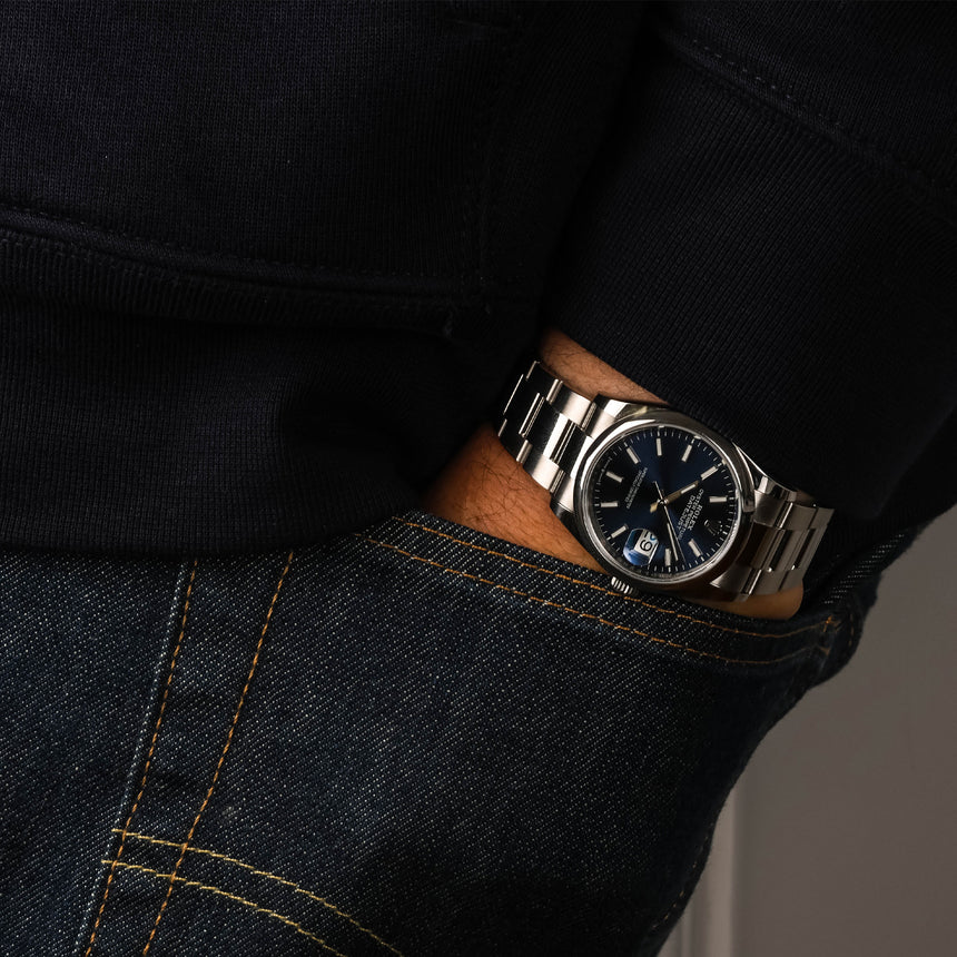 2026 Rolex Datejust blue Sunburst dial smooth bezel ref: 126200, Full set NEW STICKERS