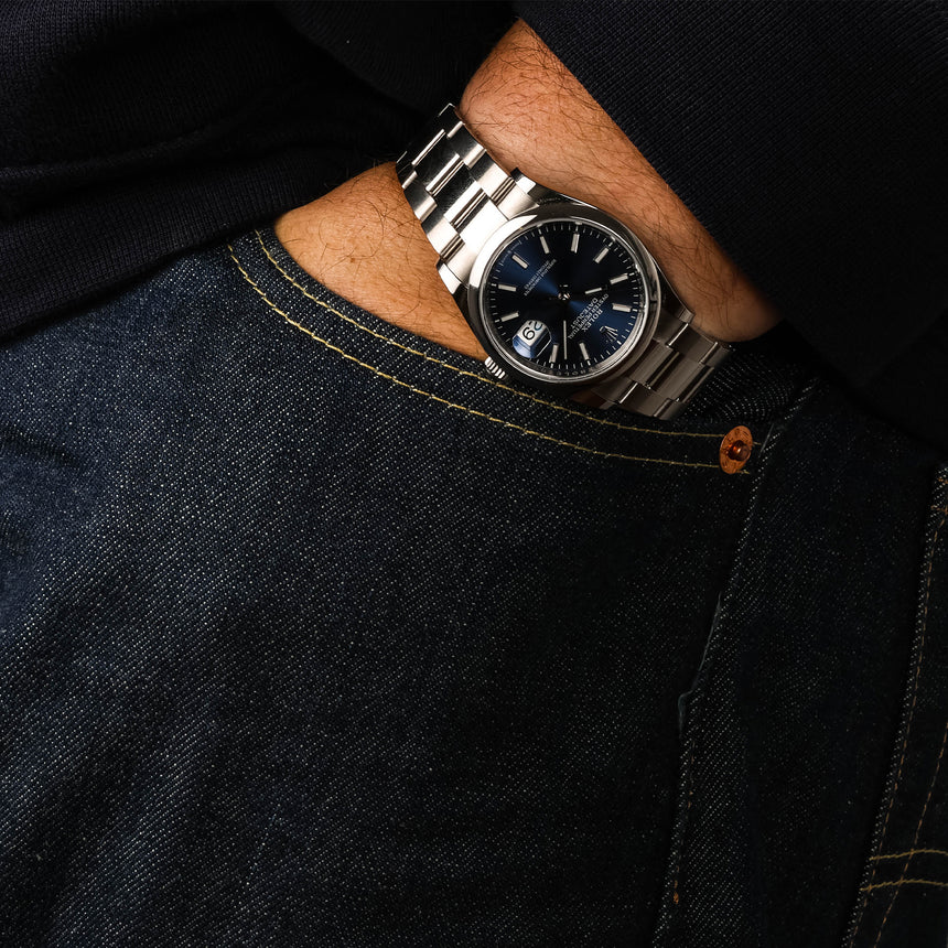 2026 Rolex Datejust blue Sunburst dial smooth bezel ref: 126200, Full set NEW STICKERS