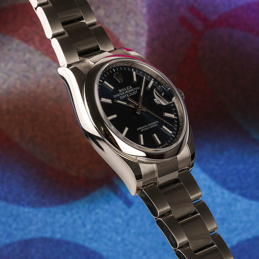 2026 Rolex Datejust blue Sunburst dial smooth bezel ref: 126200, Full set NEW STICKERS
