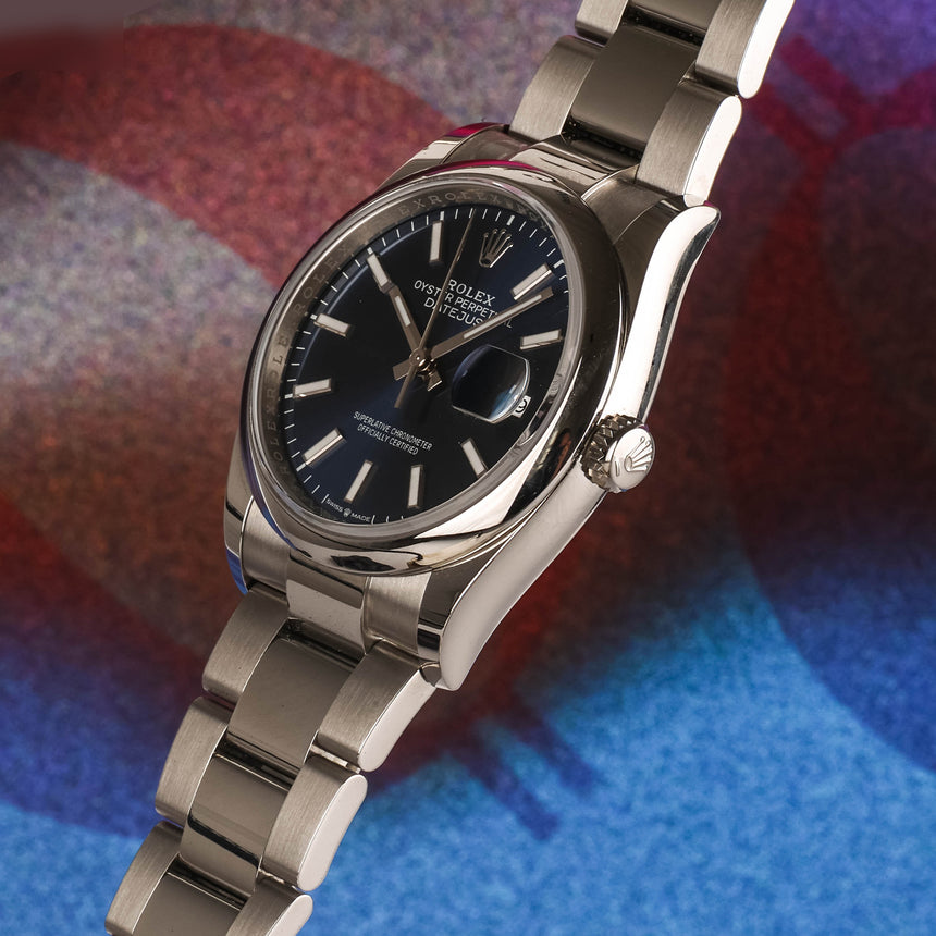 2026 Rolex Datejust blue Sunburst dial smooth bezel ref: 126200, Full set NEW STICKERS