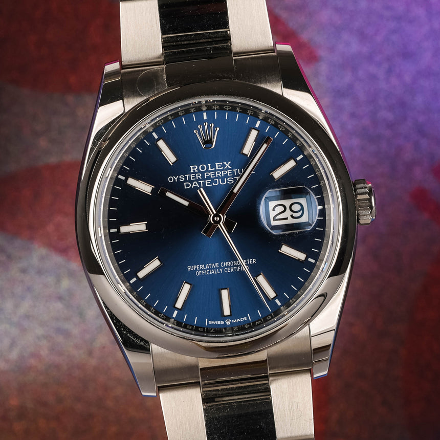 2026 Rolex Datejust blue Sunburst dial smooth bezel ref: 126200, Full set NEW STICKERS