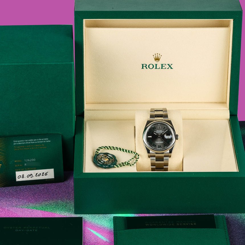 Sept 2026 Rolex Datejust Wimbledon dial smooth bezel ref: 126200, Full set NEW STICKERS