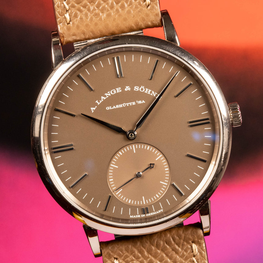 2020 A Lange und sohne ALS Saxonia special edition, tobacco-havana dial, Ginza BTQ special edition ref LSLS3803AM 380.044 : full set & rare