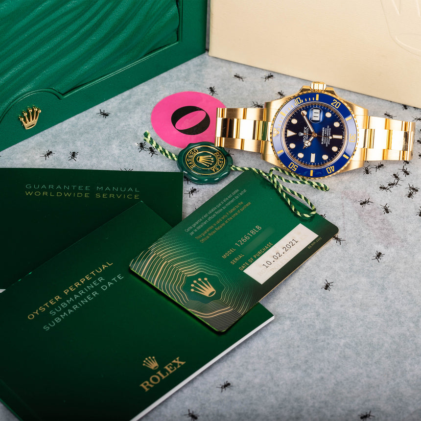 2021 Rolex Submariner 18k YG ref 126618LB : LIKE NEW FULL SET