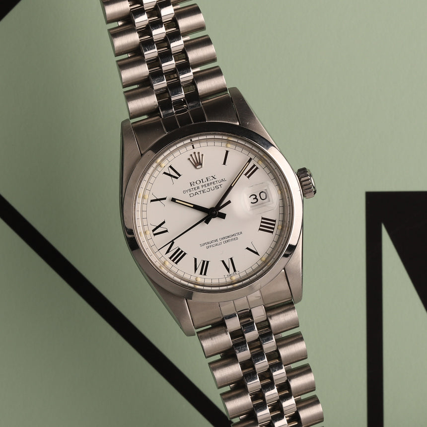 1982 (circa) Rolex Datejust smooth bezel ref 16000 stunning white