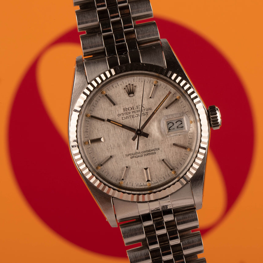 1984 (circa) Rolex Datejust ref 16014: Fantastic linen dial