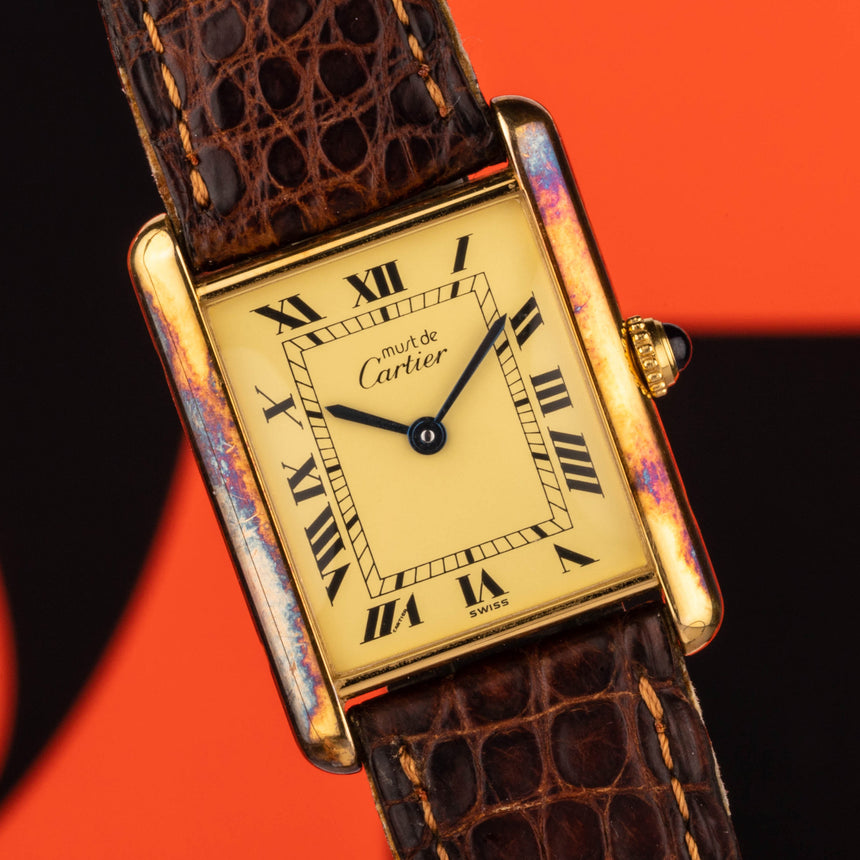 1995 Cartier Tank Must Vermeil FRANZ BECKENBAUER 50th anniversary: FULL SET & EXCLUSIVE