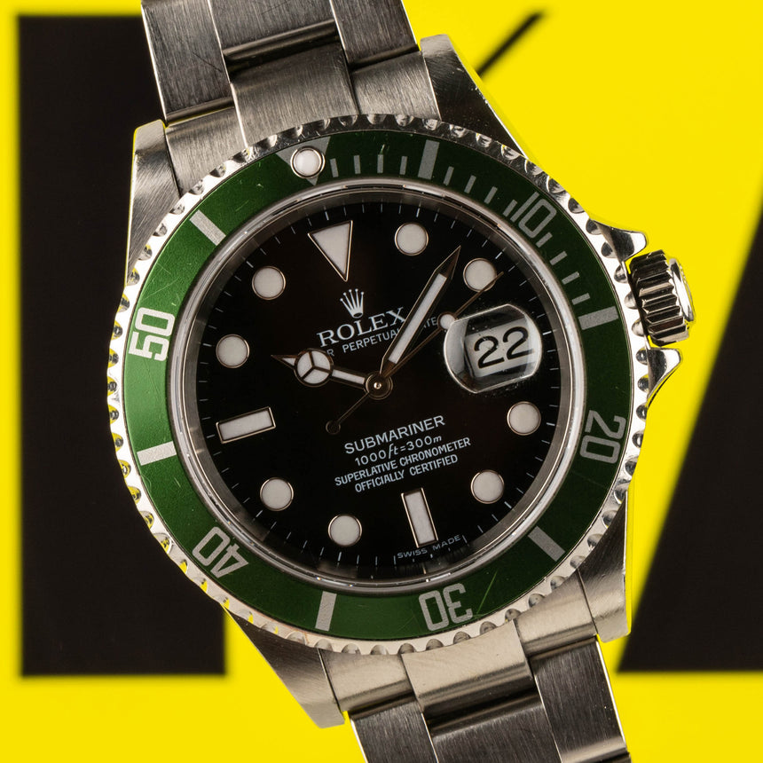 2007 Rolex GREEN Submariner date ref 16610LV: TOP conditions