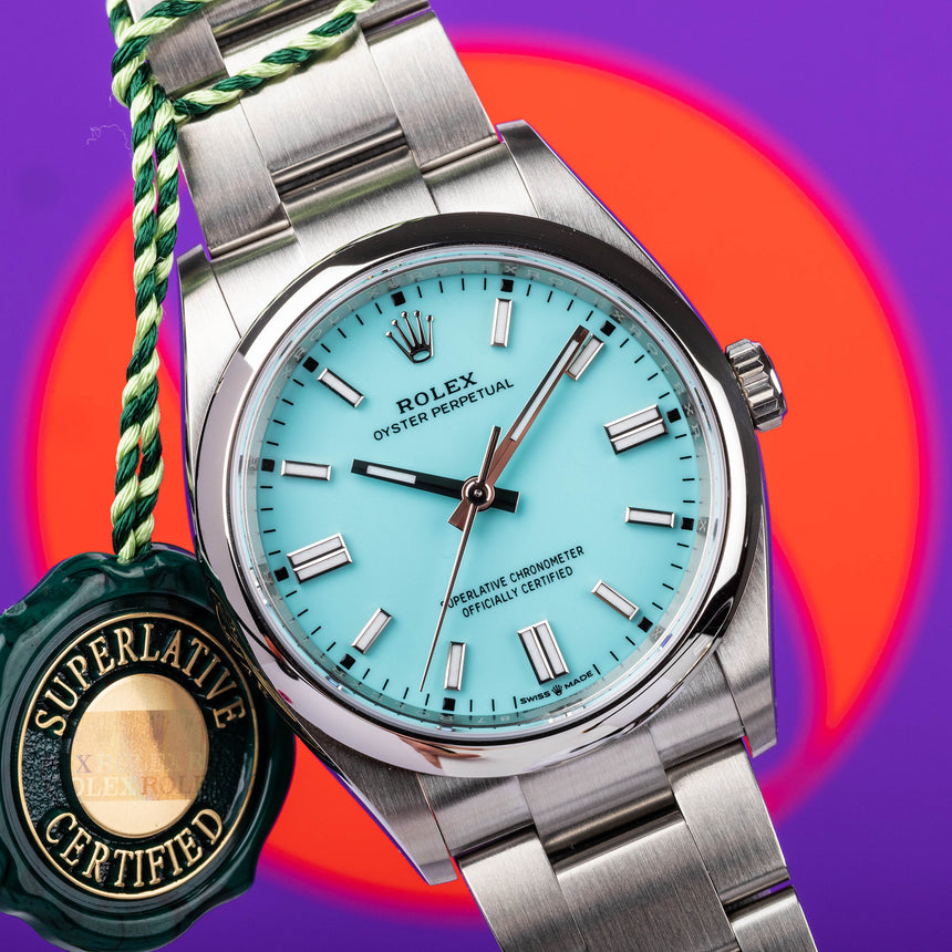 2020 Rolex Oyster perpetual turquoise "Tiffany" dial : NEW, FULL SET