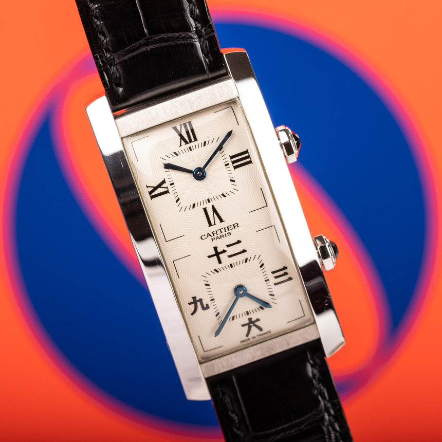 "2021" like NEW OLD STOCK Cartier CPCP Tank cintrée dual time ref 2767 : FULL SET and SUPER RARE